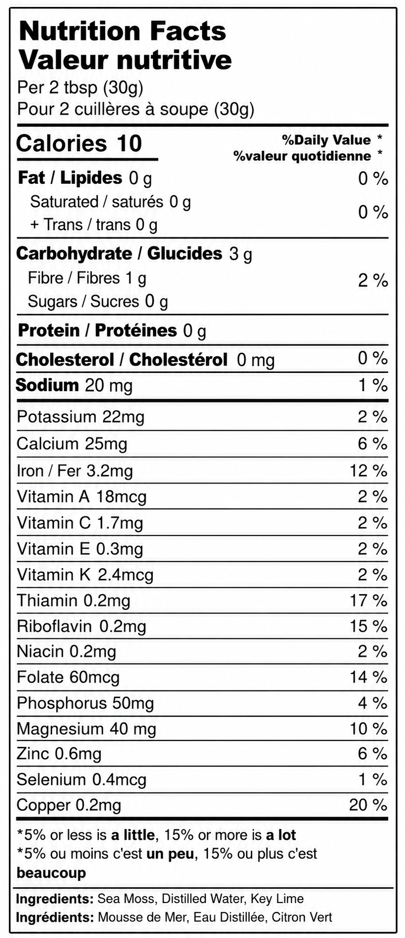 og nutrition facts